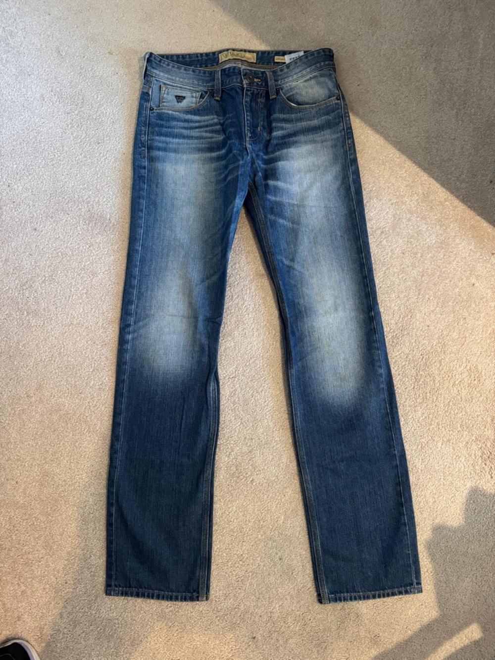 Guess Men's Blue Washed Straight-Leg Jeans